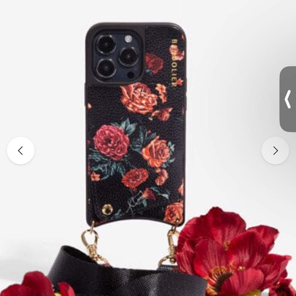 BOBBY
Crossbody iPhone 12 Case in Black Floral/Gold